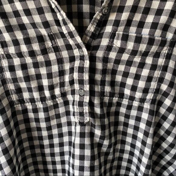American Eagle Oversized Plaid Shirt Black White Small Relaxed Fit - Picture 7 of 12